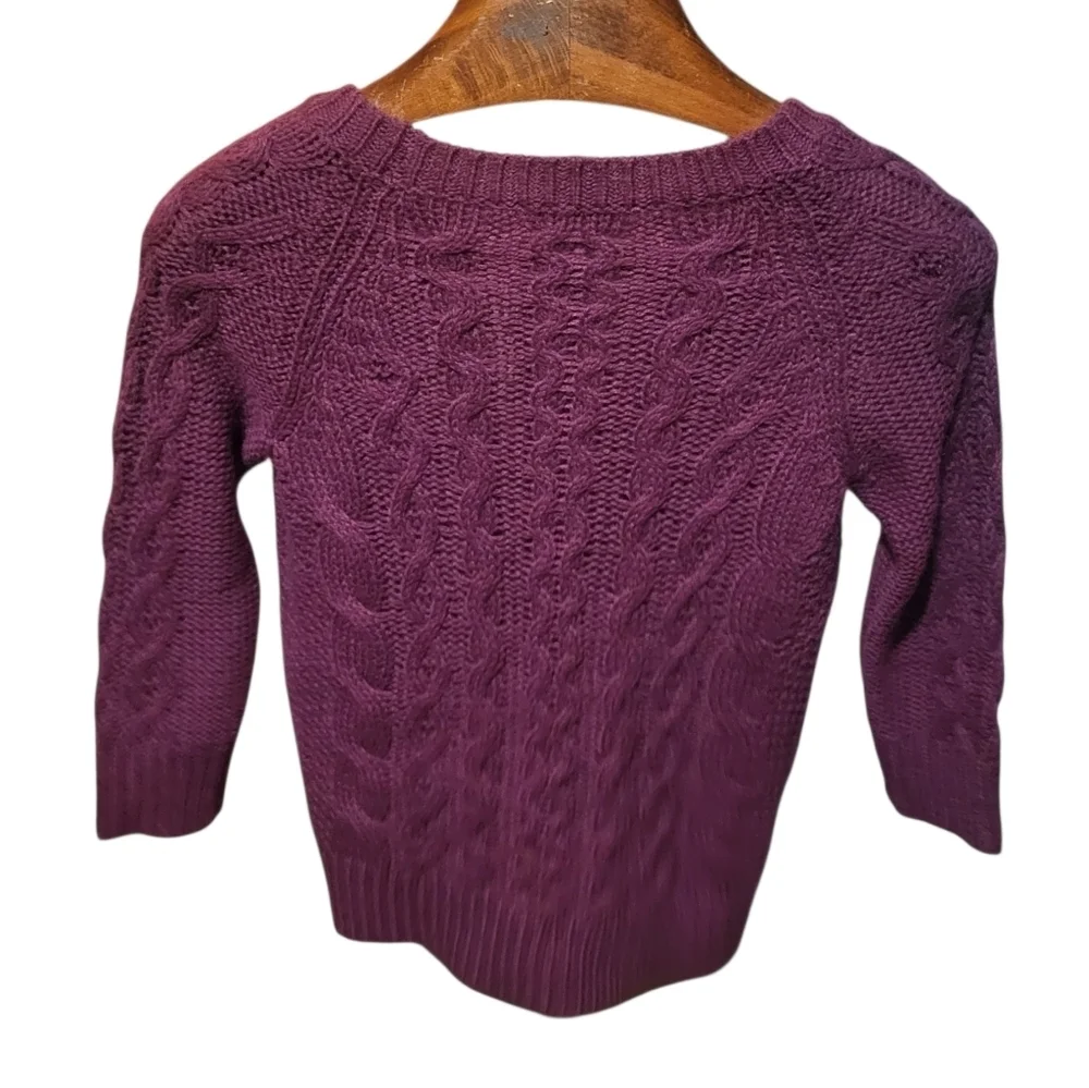 J. Crew Women's Purple Alpaca Wool Blend Crewneck Cableknit Sweater Size XS
